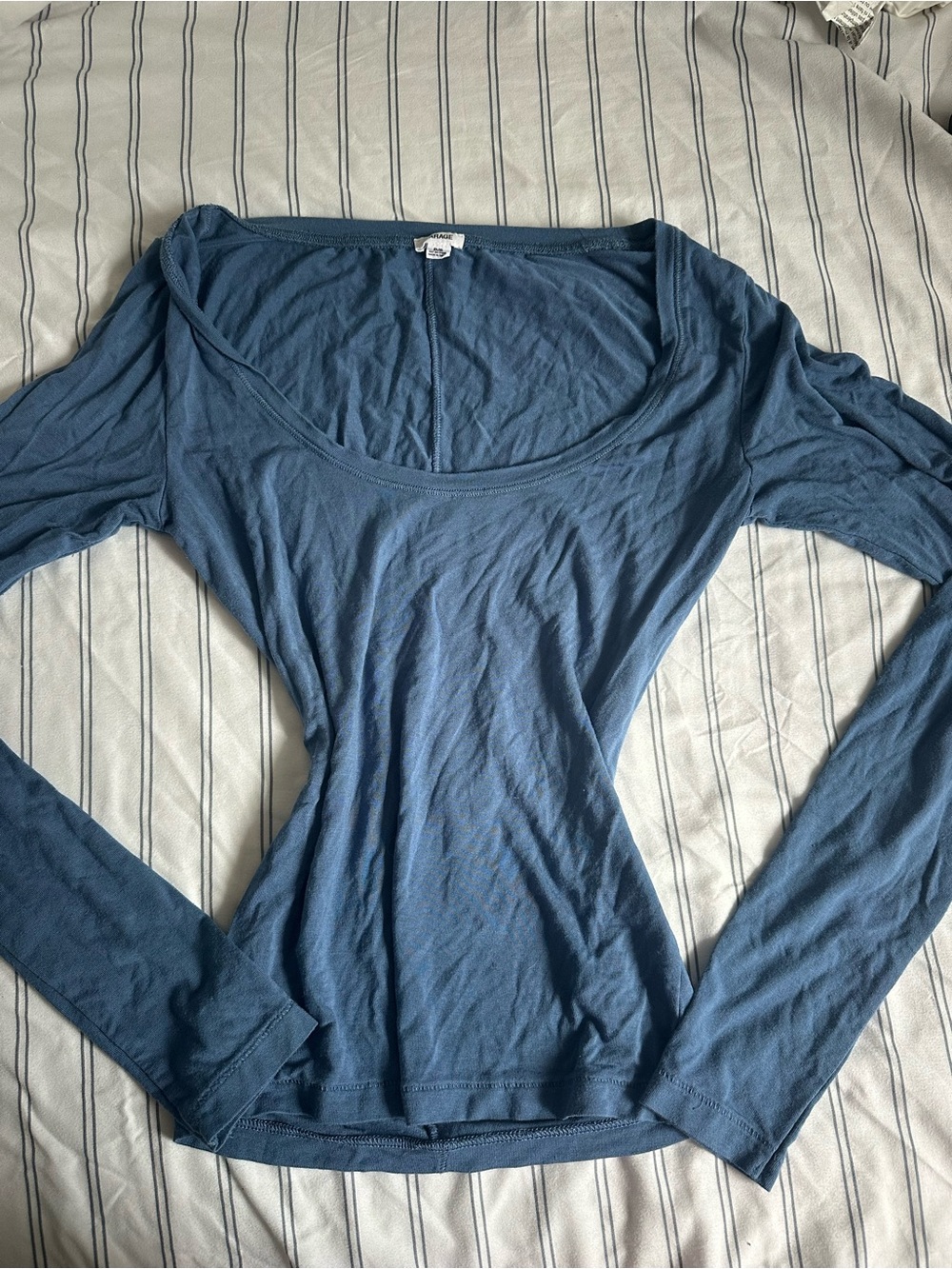 Garage Blue Long-Sleeve Scoop Neck Women's Top